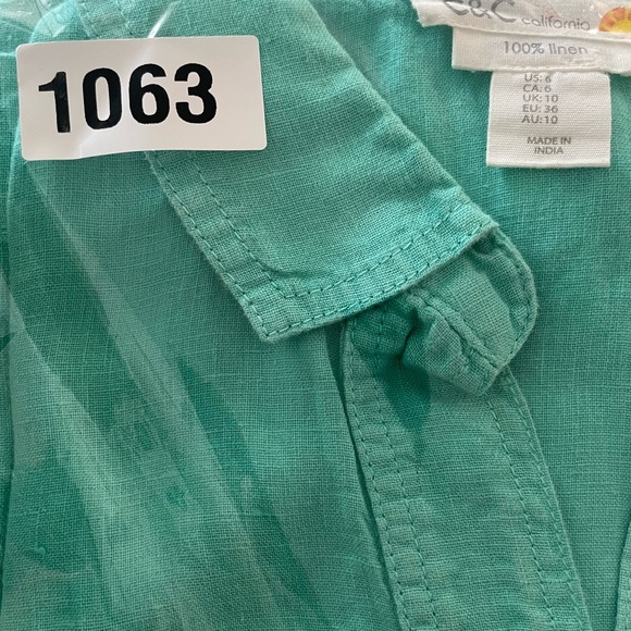 C&C California Dress Size 6 Aqua Marine
Sleeveless Collared V Neck Pure Linen - Picture 7 of 7